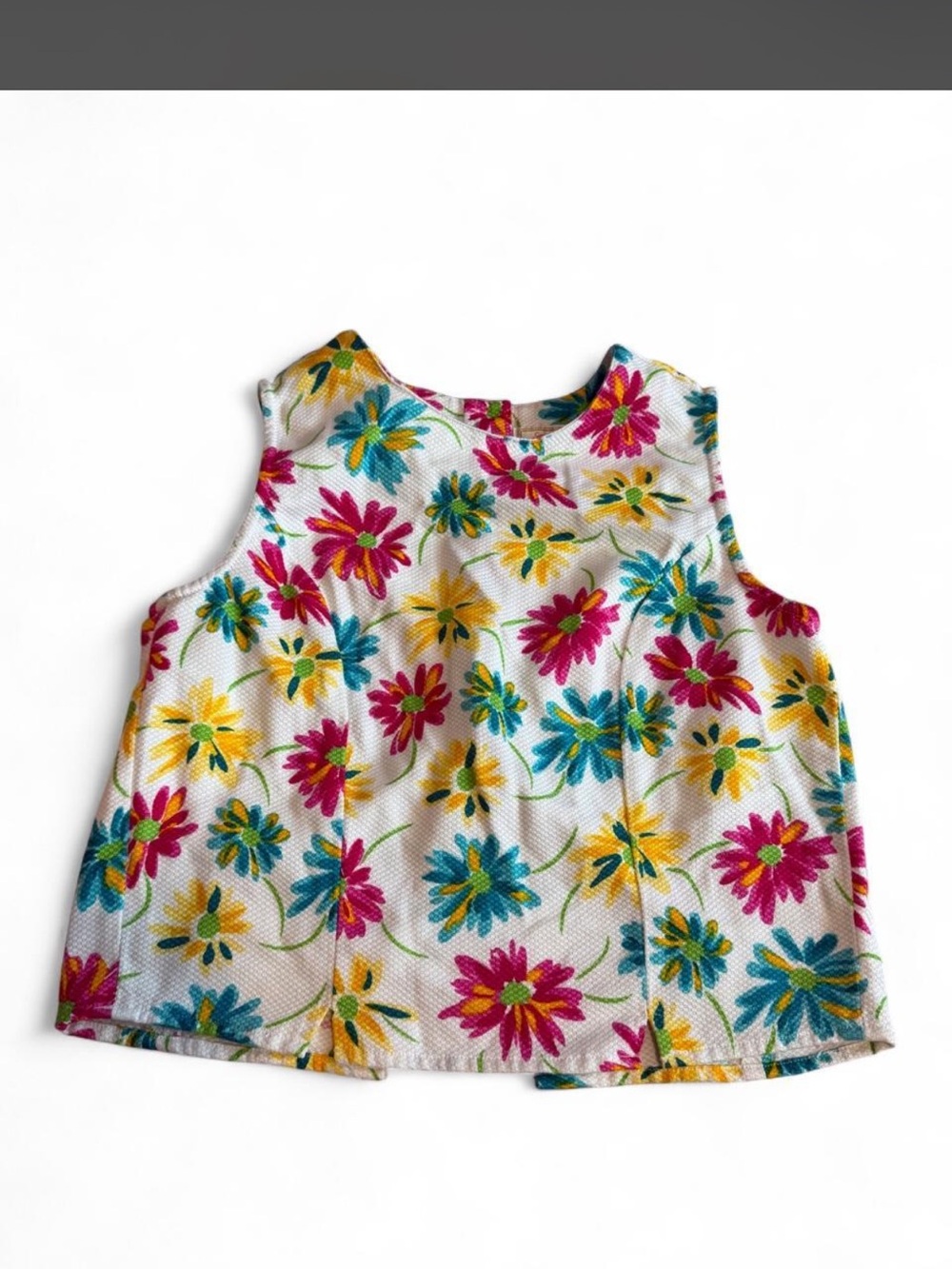Express Multicolor Floral Tank Top - White with Pink, Yellow & Blue Flowers